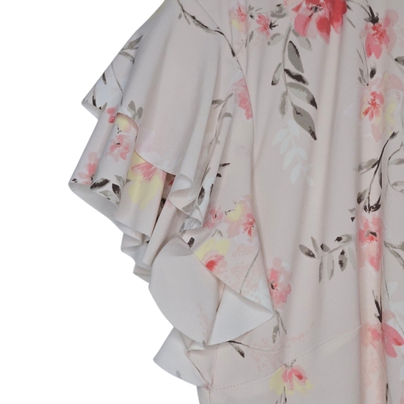 Ralph Lauren LRL Womens Romantic Pink Color Floral Ruched Sheath Dress Size 16 - Picture 3 of 9